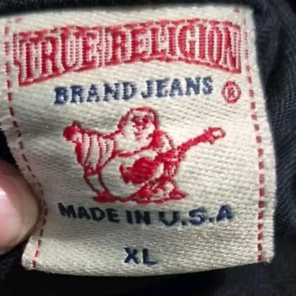 True Religion Mens XL Hooded Shirt Jacket Black 100% Cotton Made USA #0295